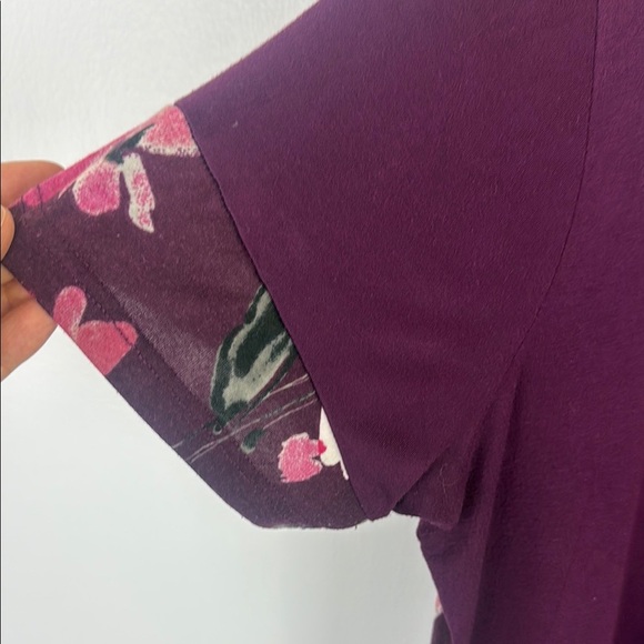Lane Bryant Casual Purple Floral Back Detail Short Sleeve Top Size 14/16 - Picture 5 of 9